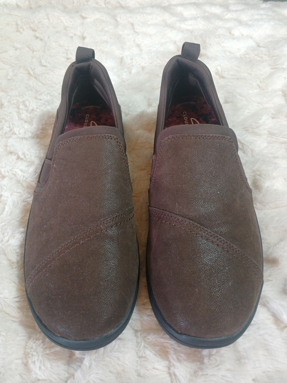 Clarks Cloudsteppers Breeze Dawn Slip On Loafers Brown Comfort Shoe Size 7.5 W